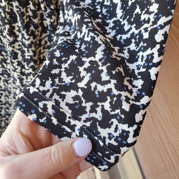 H&M Black White and Blue Animal Print Women's Midi Dress Size 14 NWOT - Picture 9 of 16